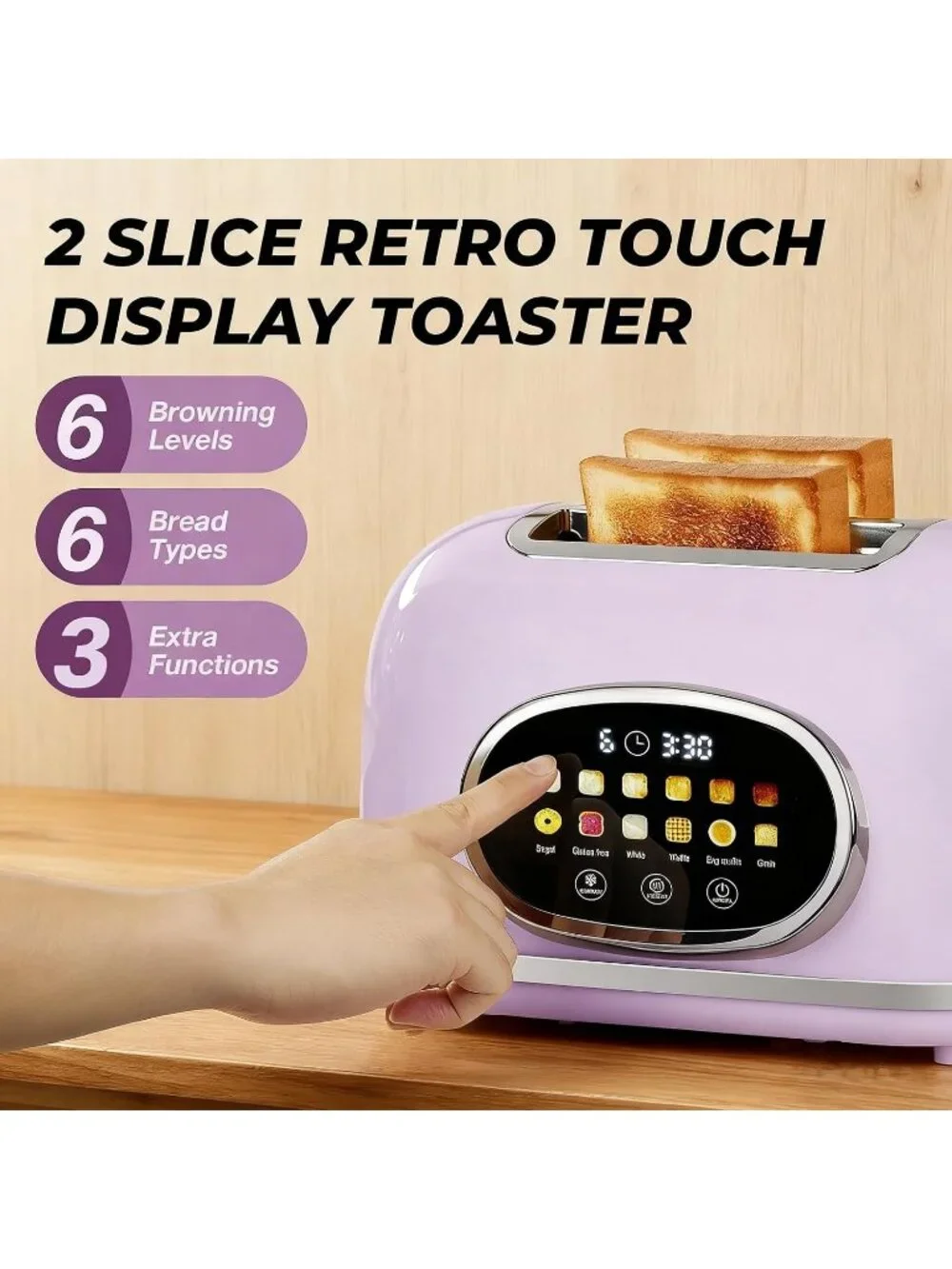 Pink 2 Slice Touchscreen Stainless Steel 1.5